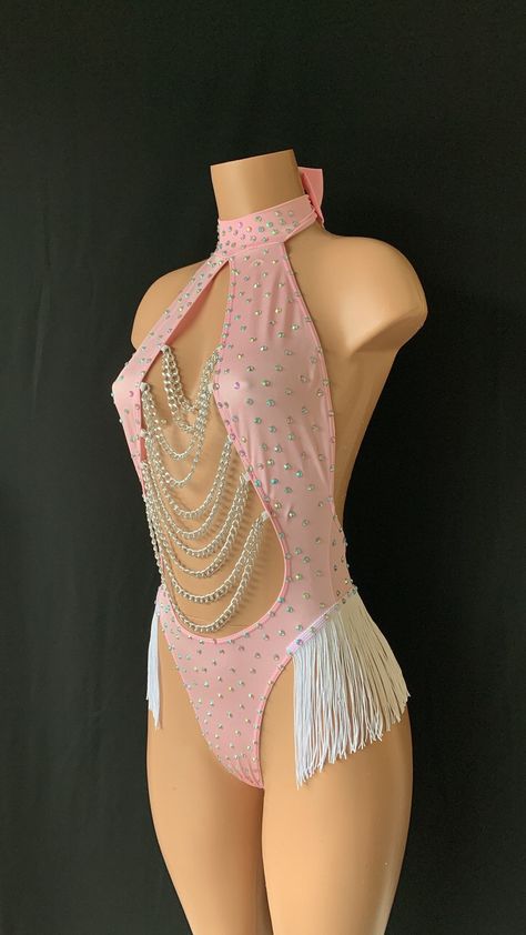 Exotic Dance Wear, Rave Theme Outfits, Pole Dancer Outfit, Strip Outfit, Pink Rave Outfit, Strip Club Outfit, Exotic Dancer Outfits Clubwear, Dance Wear Outfits, Caribbean Carnival Costumes