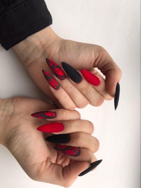 Witchy Nails, Halloween Acrylic Nails, Red Acrylic Nails, Edgy Nails, Goth Nails, Grunge Nails, Purple Nail, Black Nail, Nail Swag