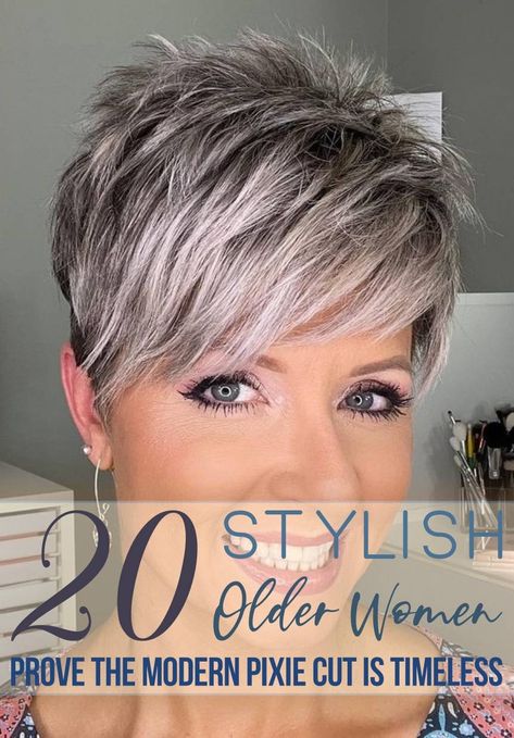 20 Stylish Older Women Prove the Modern Pixie Cut Is Timeless Stylish Short Bob Hairstyles, Short Pixie Haircuts Older Women, Pixie Cut With Fringe, Ladies Short Haircuts, Modern Short Haircuts, Short Haircuts For Ladies, Haircuts For Ladies, Easy Short Haircuts, Hairstyle For Men