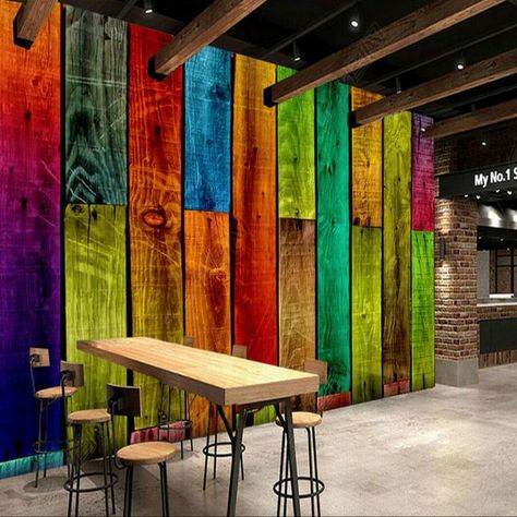 Mexican Restaurant Decor, Wooden Wallpaper, Restaurant Design Inspiration, Outdoor Restaurant Design, Silk Wallpaper, Paper Home, Bar Design Restaurant, Cafe Interior Design, Restaurant Interior Design