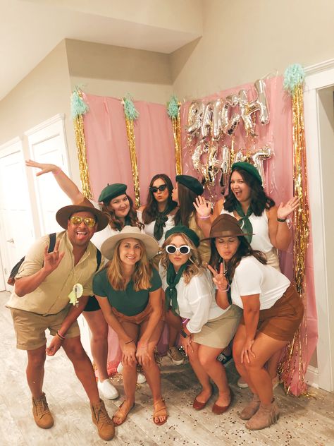 Bachelorette Party, bachelorette inspo, orange beach, Troop Bride #troopbeverlyhills Troop Beverly Hills Party Decor, Troop Bachelorette Party, Troop Beverly Hills Bachelorette, Girl Scout Bachelorette Party, Camp Bride, Camp Bach, Bachelorette Inspo, Troop Beverly Hills, Bachelorette Party Banners