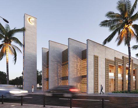 Mosque Facade Design, Modern Islamic Architecture, Masjid Design, Modern Mosque, Beautiful Masjid, Mosque Design Islamic Architecture, Architecture Photography Buildings, Auditorium Design, Apartment Exterior