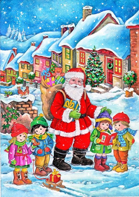 Snowman Paintings, Merry Christmas In Heaven, Gifts From Santa, Santa Claus Drawing, Composition Drawing, Santa Claus Images, Christmas Trivia, Mr Christmas, Christmas Card Template