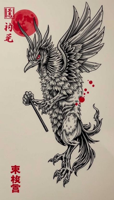 Explore Japanese Tengu tattoo ideas that represent the dual nature of these mythological creatures as both protectors and tricksters. Ideal for those who appreciate the complexity of Japanese folklore. Japanese Tengu Tattoo, Folklore Tattoo Ideas, Japanese Archer, Japanese Tengu, Folklore Tattoo, Tengu Tattoo, Archer Tattoo, Japanese Folklore, Mythological Creatures