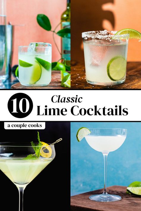 Here are all the best lime cocktails to try! Sample all the classics that star this zesty citrus fruit, from the daiquiri to the margarita. | cocktails | drinks | rum cocktails | gin cocktails | tequila cocktails | vodka cocktails | daiquiri | gimlet | margarita | mojito | moscow mule | piña colada | caipirinha | #lime #limecocktails #citrus #limedrinks #limemixeddrinks Vodka And Lime Cocktails, Limeaid Cocktail, Lime Vodka Cocktails, Lime Drinks Cocktails, Cocktails With Lime, Lime Juice Cocktail, Lime Cocktail Recipes, Lime Cocktails, Friday Cocktails