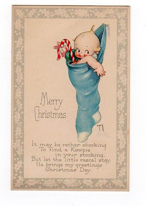 Rose O'Neill Kewpie IN Christmas Stocking Circa 1914 Original Postcard Cute | eBay Kewpie Art, Vintage Kewpie, Dolly Dingle, Rose O Neill, Kewpie Doll, Vintage Christmas Images, Merry Christmas Vintage, Kewpie Dolls, Christmas Postcards