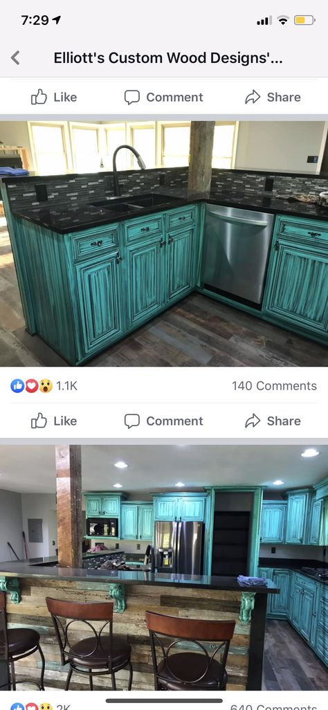 Teal Kitchen Ideas, Teal Kitchen Decor, Teal Kitchen, Pink Kitchen, Kitchen Paint, Teal And Pink, Black Kitchens, Country Living, First Home