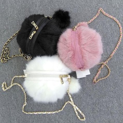 Japanese Harajuku Fluffy Fur Ball Shoulder Bag SD02328 Girly Backpacks, Tas Lv, Tas Chanel, Tas Mini, Cute Mini Backpacks, Kawaii Bags, Tas Fashion, Girly Bags, Kawaii Accessories