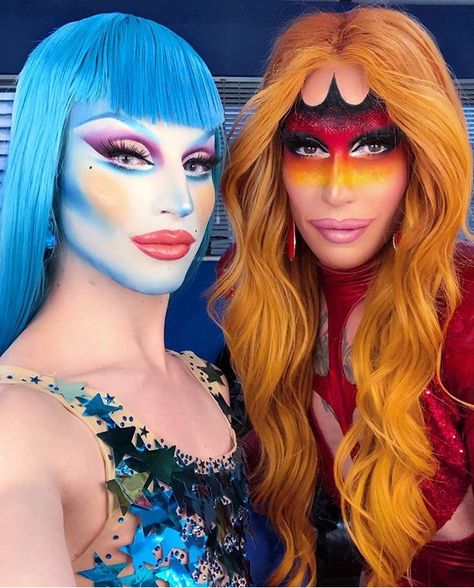 Aquaria and Kameron Michaels • RuPaul's Drag Race • Season 10 Kameron Michaels, Snow Miser, Heat Miser, Vogue Art, Best Drag Queens, Bushwick Brooklyn, Halloween 23, Drag Make-up, Drag Queen Makeup