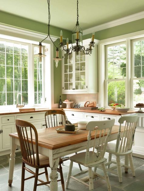 6. Sage Green Walls Light Green And Cream Kitchen, Olive Green And White Kitchen, Light Sage Green Kitchen, Sage And Cream Kitchen, Light Green Kitchen Walls, Sage Green Kitchen Walls, Lime Green Kitchen, Light Green Kitchen, Green Countertops