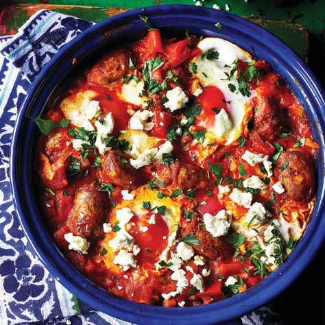 Shakshuka With Feta, Make Sausage, Grilled Mackerel, Shakshuka Recipe, Great British Food, Shakshuka Recipes, Cottage Pie, How To Make Sausage, Sunday Roast