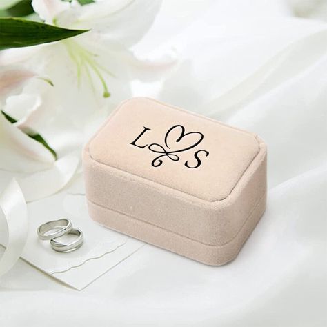 Wedding Ring Box, Ring Bearer Box, Velvet Bearer Proposal, Custom Storage for Wedding Ceremony, Proposal Idea, Double Slot, Personalize Gift by MyWeddingDesigner on Etsy Storage For, Pretty Wedding Rings, Shower Rings, Charming Wedding, Ring Bearer Box, For Wedding, Box Ring, Custom Storage, Wedding Ring Box