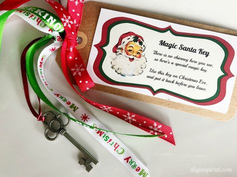 Free Printable Magic Santa Key - DIY Inspired Santa's Magic Key Printable Free, Santa Key Printable Free, Santa Magic Key Printable Free, Santa Key Printable, Santa Bingo, Skeleton Key Crafts, Magic Santa Key, Santa's Key, Magic Santa