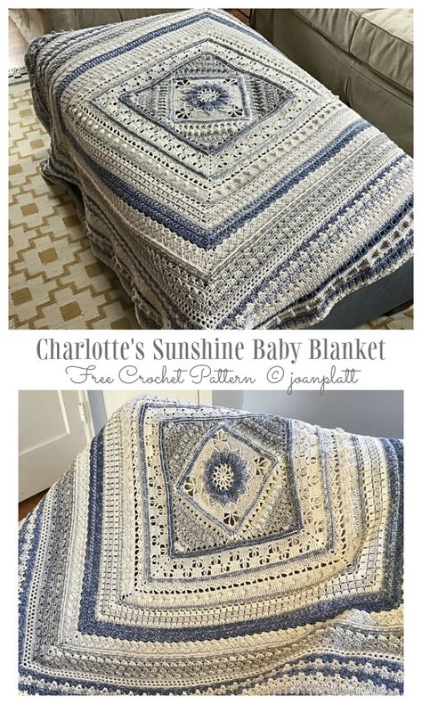 Charlotte's Blanket Free Crochet Patterns - DIY Magazine Charlotte Blanket Crochet Pattern, Free Crochet Blanket Patterns Beautiful, Sunshine Baby Blanket, Crochet Patterns For Blankets, Crochet Children, Crocheted Stuff, Crochet Square Blanket, Crochet Mask