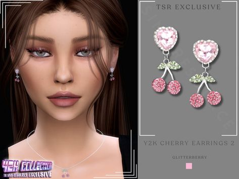 The Sims Resource - Y2K Cherry Earrings 2 Sim4 Accessories, 4 Piercings, Y2k Cherry, Sims Accessories, Cc Accessories, Royal Accessories, Sims 4 Piercings, Y2k Earrings, Sims Four