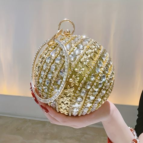 Faster shipping. Better service Pearl Clutch, Circle Bag, Party Handbags, Women Bride, Rhinestone Clutch, Flower Circle, Party Purse, Ring Handle, Bridesmaid Wedding