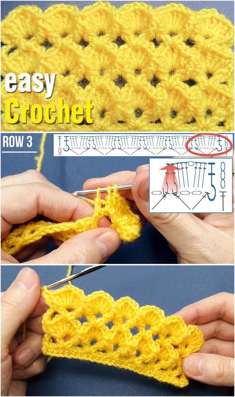 How to Crochet 3D texutured Shell Stitch for beginners – step-by-step video tutorial. Free crochet pattern. Easy Crochet Blanket Pattern, Crochet Shell Pattern, Crochet Blanket Pattern Easy, Easy Crochet Blanket, Crochet Blanket Pattern, Shell Stitch, Crochet Patterns Free Blanket, Shell Pattern, Basic Crochet Stitches