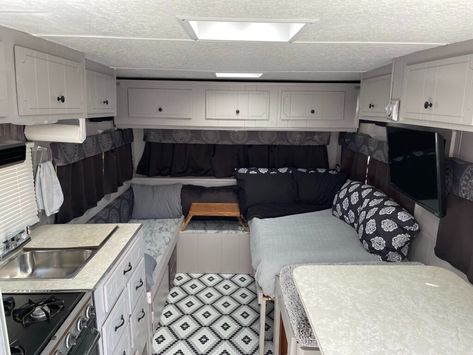 Another RV remodel??? – Minnie's Mommy Grey And White Rv Interior, Winnabego Rv Remodel, Mini Winnie Rv Remodel, Corner Rv Bunk Remodel, Renovating Rv Bunkhouse, Fuzzy Blanket, Sewing Cushions, Rv Remodel, Roof Repair