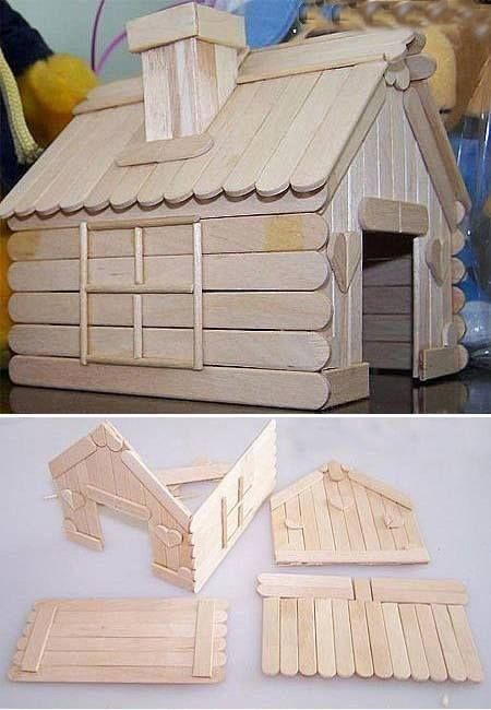 Pop Stick Craft, Popsicle House, Pet Enclosures, Popsicle Stick Crafts House, Popsicle Stick Houses, Hamster Diy, Diy Popsicle Stick Crafts, Sticks Furniture, Diy Popsicle