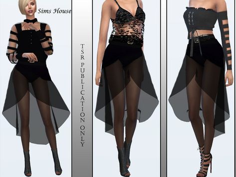 Sims House's Transparent black asymmetric skirt Sims 4 Transparent Top, Sims 4 Long Skirt, Sims 4 Skirt Cc, Black Transparent Dress, Sims 4 Game Packs, Fishnet Skirt, Cage Skirt, Sheer Midi Skirt, Transparent Clothing