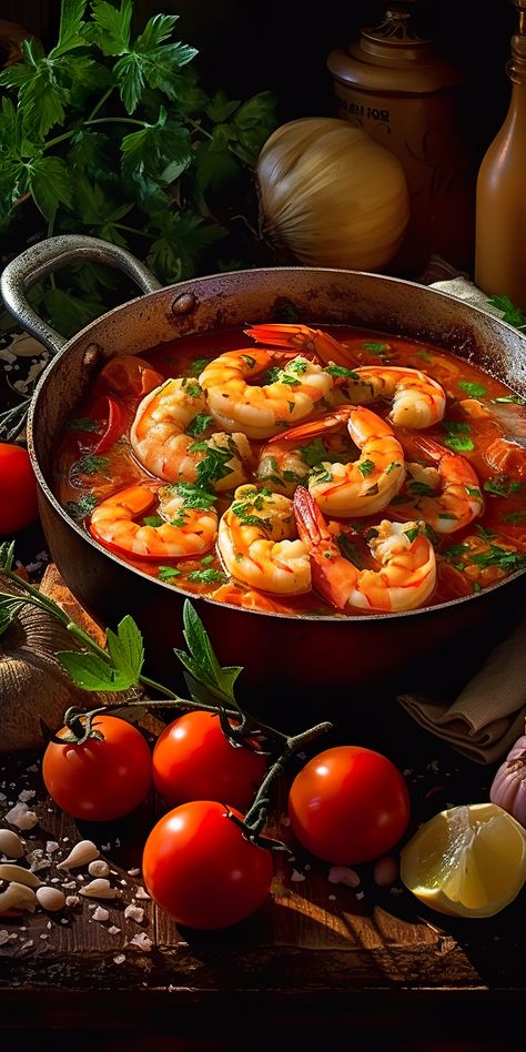 Download this image for Free on Zwin.io Shrimp Provencal, Food Security, Dinner Plan, Shrimp Dishes, Food Tasting, Greens Recipe, Seafood Restaurant, Special Recipes, Fruits And Vegetables