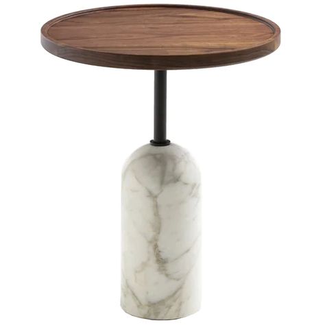 Ekero Round Caneletto Walnut Side Table | Porada | LuxDeco.com Round Nightstand, Round Wood Side Table, Italian Side, Pedestal Side Table, Walnut Side Tables, White Carrara Marble, Brass Side Table, Drum Table, Vintage Side Table