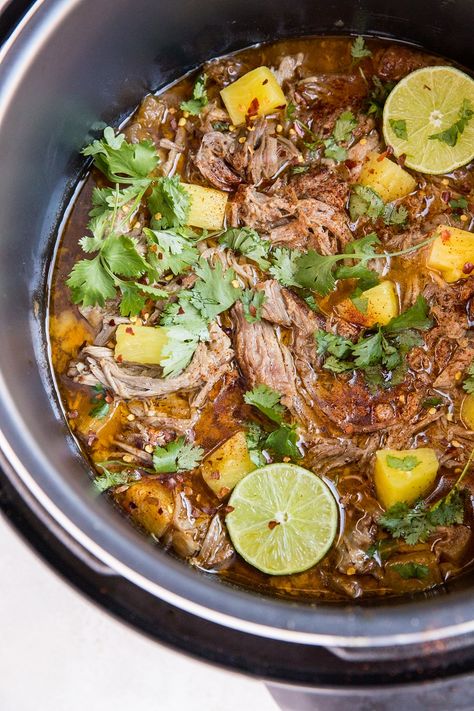 Pulled Pork With Pineapple, Crockpot Pork Shoulder, Pork With Pineapple, Shredded Pork Recipes, Hawaiian Pulled Pork, Crock Pot Pulled Pork Recipe, Pork Carnitas Slow Cooker, Pork Shoulder Recipes, Pulled Pork Tacos