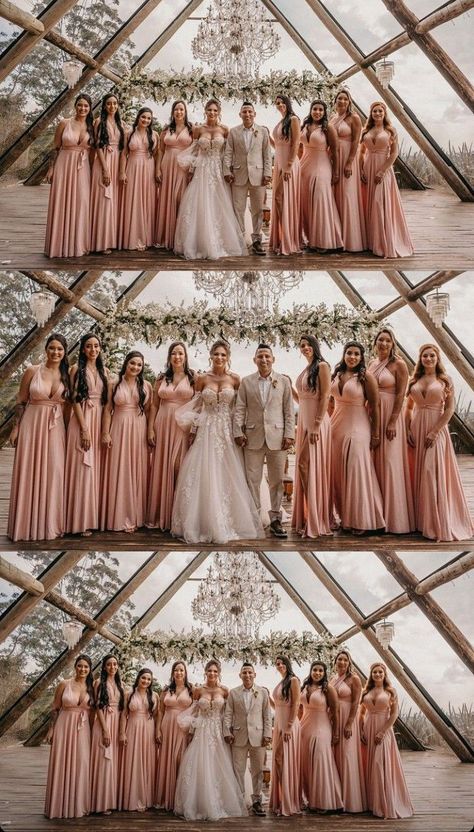 Champagne Pink Bridesmaid Dress, Champagne Wedding Themes, Wedding Theme Color Schemes, Dusty Pink Bridesmaid Dresses, Fall Wedding Color Schemes, Blush Pink Bridesmaid Dresses, Wedding Parties Colors, Rose Gold Bridesmaid, Bridesmaid Saree