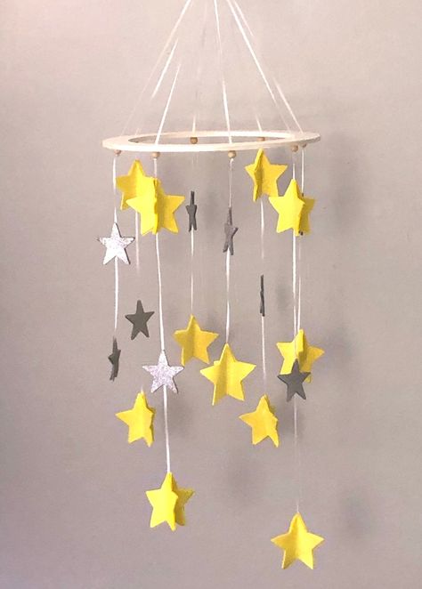 Twinkle, Twinkle Little Stars Mobile Craft | Stars Mobile, 3d Stars, Mobile Craft, Diaper Changing Table, Above The Rim, Mobile Hanging, Group Crafts, Printable Star, Star Mobile