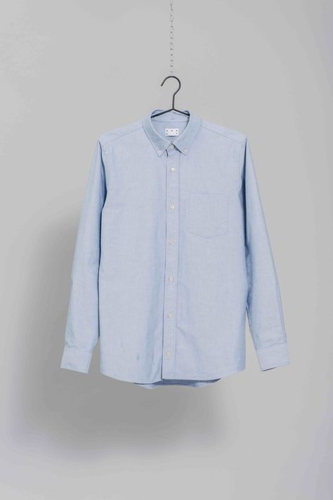 The ASKET Oxford Shirt in Blue Minimal Clothing, Photography Shirts, Light Blue Shirt, Minimalist Fashion Men, Fashion Banner, Products Photography, Oxford Shirts, Denim Shirts, Basic Wear