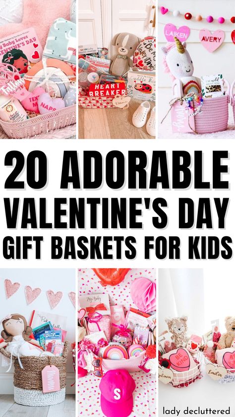 20 Adorable Valentine's Day Gift Baskets for Kids Kids Valentine Baskets, Diy Valentine's Gift Baskets, Gift Baskets For Kids, Toddler Valentine Gifts, Baby Valentines Gifts, Gift Ideas Valentines Day, Gift Ideas Valentines, Baskets For Kids, Valentines Gift Ideas