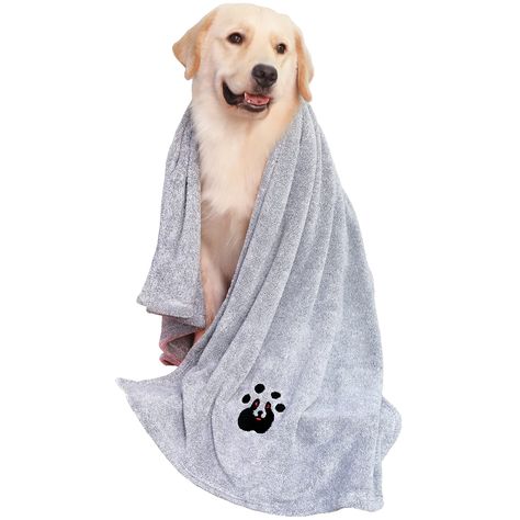 Dogvingpk Dog Towel Super Absorbent Extra Large - Luxury Soft Microfiber Dog Drying Towel for Dogs Pet Bath Swimming Grooming Dog Towel, Dog Food Mat, Food Mat, Dog Shower, Dog Bath, Drying Towels, Pet Grooming, Dogs Cats, Large Dogs