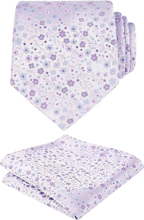 Amazon.com: Alizeal Mens Floral Pattern Tie with Flower Printed Pocket Square 3.15inches Colorful Tie Set, Lilac : Everything Else Light Purple Flowers, Floral Necktie, Necktie Set, Men's Ties, Tie Set, Printed Ties, Tie And Pocket Square, Design Floral, Ties Mens