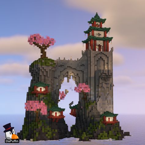 Japanese Style Building Minecraft, Japanese Style Minecraft House, Casas Do Minecraft, Japanese Minecraft Builds, Minecraft Village Ideas, Minecraft Japanese House, Cherry Blossom House, Minecraft Pfp, Build In Minecraft