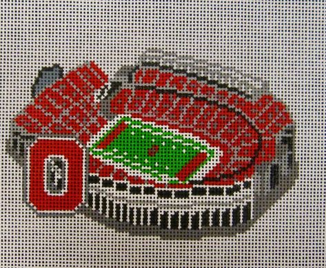 Ohio State Stadium Ohio State Diy, Ohio State Stadium, Football Cross, Ohio State Crafts, Ohio State Football, Needlepoint Canvases, Ohio State, Alpha Patterns, Perler Bead Patterns