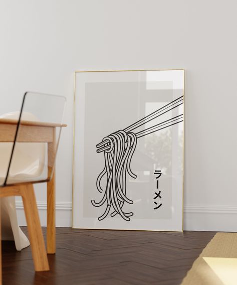 Asian Tableware, Ramen Print, Ramen Poster, Instagram Wall Art, Ramen Art, Tokyo Apartment, Asian Style Art, Japanese Art Modern, Japan Wall Art