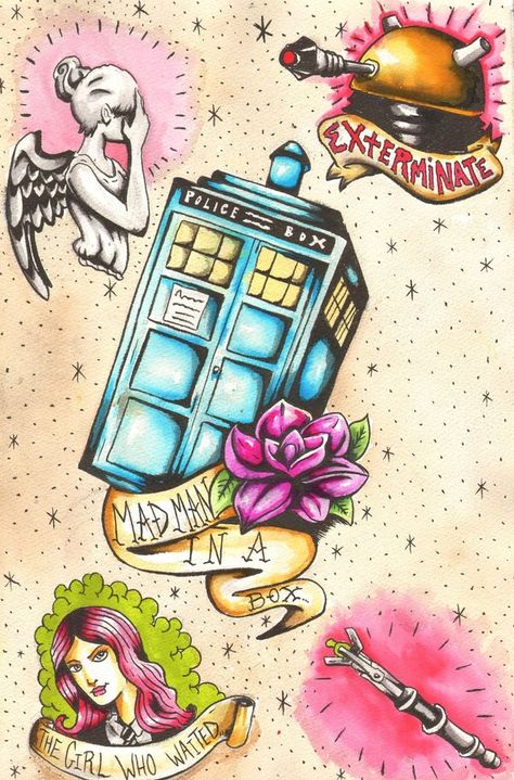 If I get a tattoo of a weeping angel does that mean I'll turn into a weeping angel because the image of an angel becomes an angel itself? Dr Who Tattoo, Tardis Tattoo, Doctor Who Tattoo, Weeping Angel, Doctor Who Art, Desenho Tattoo, Timey Wimey Stuff, Matt Smith, Symbolic Tattoos