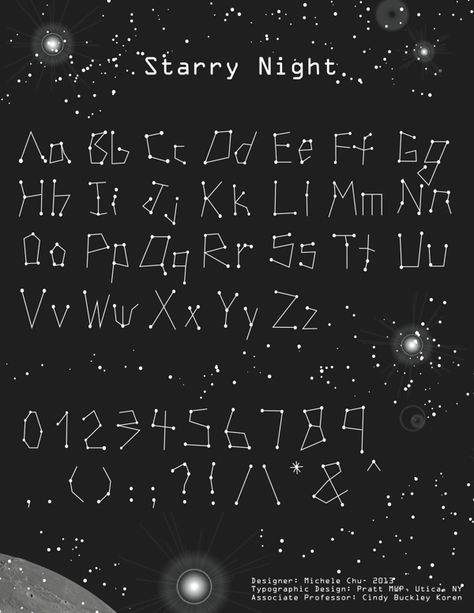 Star Lettering Fonts, Outer Space Fonts Alphabet, Celestial Font Alphabet, Constellation Letters, Celestial Font, Star Letters, Star Font, Space Font, Lettering Styles Alphabet