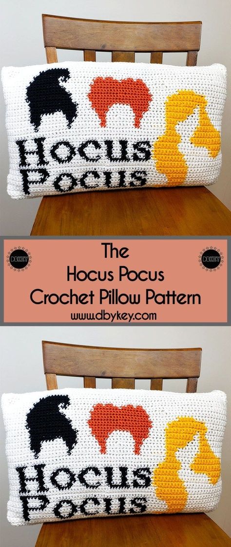 Hocus Pocus Crochet, Crocheted Pillows, Crochet Pillow Patterns Free, Fall Crochet Patterns, Crochet Holiday, Crochet Pillow Pattern, Fall Crochet, Halloween Crochet Patterns, Crochet Halloween