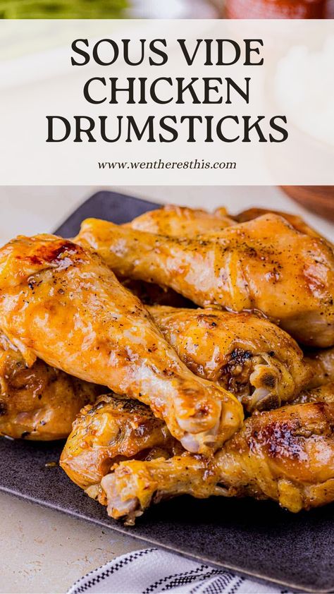 Not only do these drumsticks come out absolutely perfectly cooked very time using the sous vide method, the honey sriracha glaze adds the perfect sweet, spice and tanginess and delicious caramelized exterior to the chicken legs. Sous Vide Recipes Chicken, Sous Vide Dessert, Chicken Legs Recipes, Sous Vide Chicken, Chicken Leg Recipes, Easy Main Dishes, Drumstick Recipes, Chicken Drumstick Recipes, Sous Vide Recipes