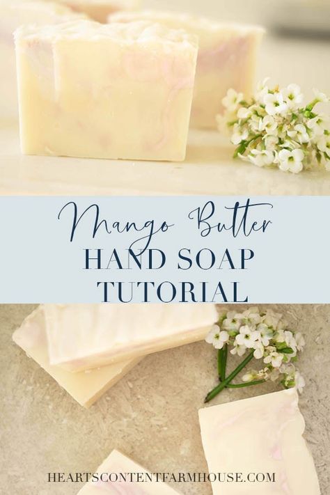 Are you ready to branch out into a few luxury oils in your soap making? This simple tutorial adds mango butter and avocado oil to the "Big three" of soap making. Create your own tropical-inspired, long lasting, richly moisturizing hand soap. This recipe is suitable for brand new soap makers. Includes video tutorial. #soapmaking #handcrafted #homemakingprojects #soapforbeginners Mango Recipe, Moisturizing Hand Soap, Diy Soap Bars, Luxury Oil, The Big Three, Cold Process Soap Recipes, Soap Tutorial, Soap Recipe, Soap Making Supplies