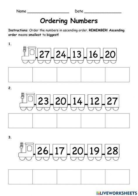 Ascending And Descending Order Worksheet, Descending Order Worksheet, Ascending And Descending Order, Counting Coins, First Grade Worksheets, Equivalent Fractions, Math Interactive, Ordering Numbers, Odd Numbers