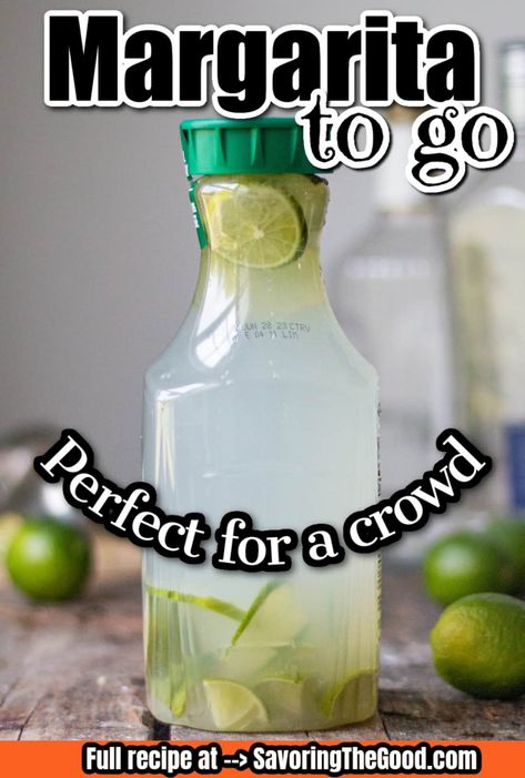 To go margaritas are perfect for when you are serving a large crowd or need to take a batch of cocktails to a party. The pre-mixed margarita is ready to be poured over ice and get the party started! This recipe is my take on the classic 3,2,1 margarita cocktail. Typically a classic margarita calls for 3 parts tequila, 2 parts triple sec and one part lime juice, and sometimes a sweetener. But in this cocktail-to-go recipe, we are going to take help from the limeade for part of the lime juice and Large Batch Margarita Recipe, Perfect Margarita Recipe, Limeade Margarita, Cocktails For A Crowd, Margarita Cocktails, Easy Margarita Recipe, Classic Margarita Recipe, Limeade Recipe, Easy Margarita