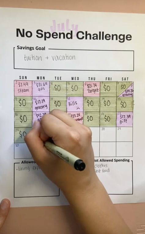 TikTok’s “No Spend Challenge,” Explained No Spend January Challenges, No Buy Challenge, No Spending Challenge, No Spend Year, No Spend Challenge Printable, No Spending, Habit Building, No Spend, No Spend Challenge