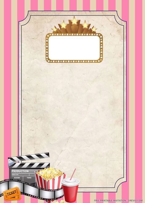 Cinema Party Invitations, Bingo Cards To Print, Ticket Invitation Template, Movie Ticket Invitations, Bingo Card Generator, Teacher Appreciation Themes, Cinema Aesthetic, Cinema Party, Movie Night Invitations