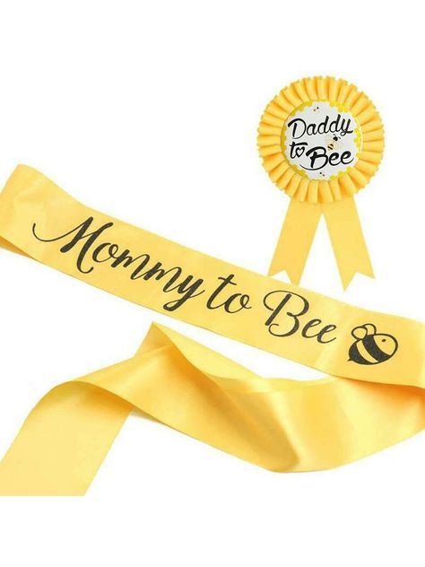 Yellow  Collar  Polyester   Embellished   Event & Party Supplies Momma To Bee Baby Shower Ideas, Parents To Bee Baby Shower Party Ideas, Honeybee Baby Shower Theme, Baby Shower Bee Theme Decorations, Honey Baby Shower Theme, Bee Baby Shower Theme Decoration, Baby Shower Bee Theme, Bee Baby Shower Decoration, Gold Sash