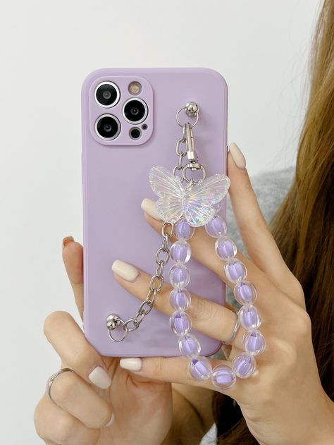 Purple  Collar  TPU   Embellished   Phone/Pad Accessories Unique Phone Cases Creative, Phone Cases Purple, Custom Phone Cases Ideas, Chanel Phone Case, Phone Cases Samsung, Purple Phone Case, Kawaii Iphone Case, Creative Iphone Case, Purple Iphone Case