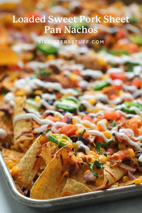 Pork Sheet Pan, Cheeseball Bites, Marshmallow Balls, Macho Nachos, Sheet Pan Nachos Recipe, Cowboy Dip, Steak Burrito, Chip Dips, Sheet Pan Nachos