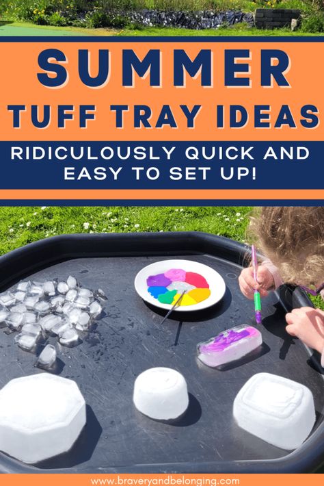 Painting Tuff Tray Ideas for Toddlers and Preschoolers : Fun and Easy Activities - Outdoor Tuff Tray Ideas, Summer Tuff Tray, Summer Tuff Tray Ideas, Toddler Summer Activities, Tuff Tray Ideas Toddlers, Tuff Tray Ideas, Nanny Activities, Sensory Play Activities, Summer Activities For Toddlers