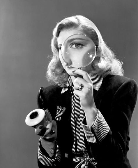 Ginger Rogers; Dancer and Detective extraordinaire. Tableaux Vivants, Glass Photography, Ginger Rogers, Hobbies That Make Money, Eye Spy, Vintage Portraits, Magnifying Glass, Old Hollywood, American Actress